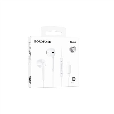Проводные наушники с микрофоном вкладыши Borofone BM85 Native Lightning  (white)
