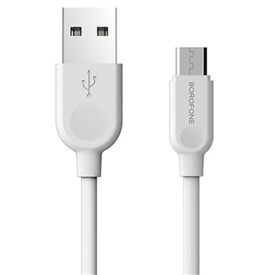 Кабель USB - micro USB Borofone BX14 (повр. уп)  300см 2,4A  (white)