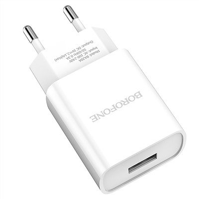 Адаптер Сетевой с кабелем Borofone BA20A Sharp USB 2,1A/10W (USB/Type-C) (white)