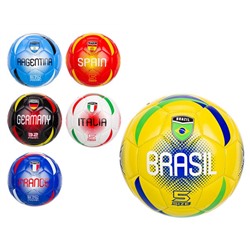 Мяч футбольный двухслойный, вес 320 гр, 6 цветов в ассортименте, диаметр 22 см (№5), 21*17*10 см