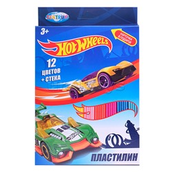 Пластилин 12 цветов "Hot Wheels", 240 гр, стека пластиковая, картонная