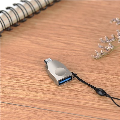 Адаптер Hoco OTG UA10 microUSB/USB (pearl nickel)