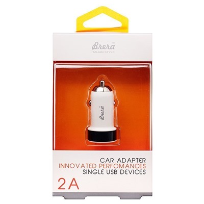 Адаптер Автомобильный Brera CAU1-2A 1USB/5V/2A (white+black)