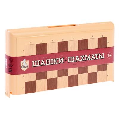 Игра настольная "Шашки-Шахматы" в пласт.коробке (мал, беж)