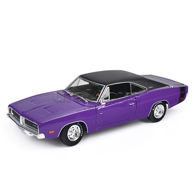 Машинка die-cast 1969 Dodge Charger R/T, 1:18,  фиолетовая, открывающиеся двери