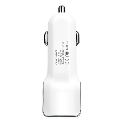 Адаптер Автомобильный Hoco Z23 2USB/5V/2.4A (white)