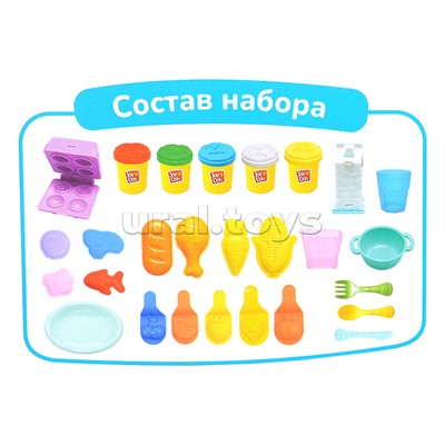 Масса для лепки набор Grocery store - Бакалея, множество форм продуктов, машинка мороженого, 5 баночек с тестом,  (5 х 56г.)