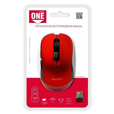 Мышь оптическая беспроводная Smart Buy SBM-200AG-R (red)