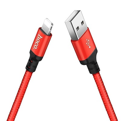 Кабель USB - Apple lightning Hoco X14 Times Speed (повр. уп)  200см 2A  (red/black)