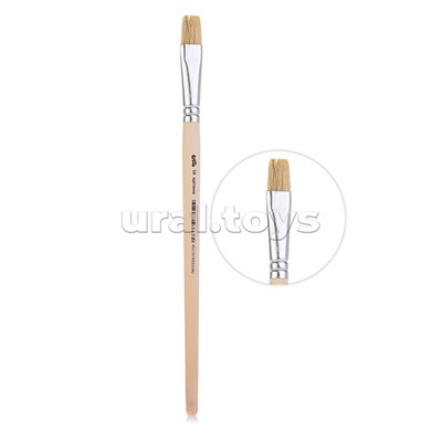 Кисть живописная "Cosmo" щетина № 16 плоская, индивидуальная маркировка, деревянная ручка