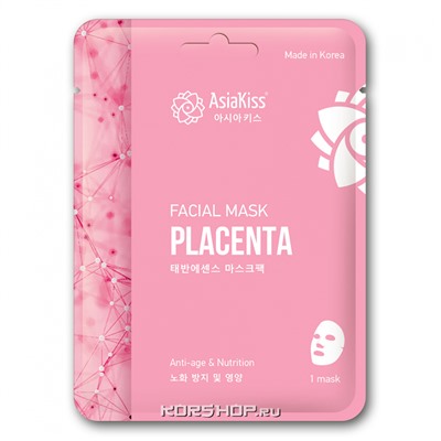 Маска для лица с экстрактом плаценты Essence Facial Mask Asia Kiss, Корея, 22 мл