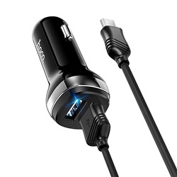 Адаптер Автомобильный с кабелем Hoco Z40 Superior 2USB/5V/2.4A +micro USB (black)