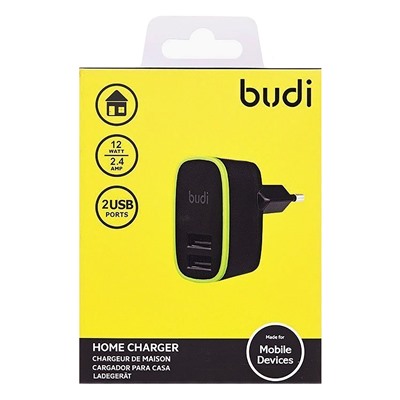 Адаптер Сетевой budi M8J056E(NC) (повр. уп.) 2USB 2,4A/10W (black)