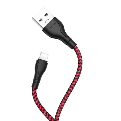 Кабель USB - Apple lightning Borofone BX39 Beneficial  100см 2,4A  (black/red)