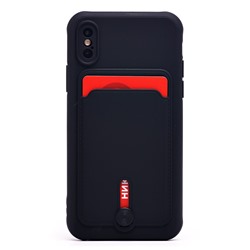 Чехол-накладка - SC304 с картхолдером для "Apple iPhone X/iPhone XS" (black) (218015)