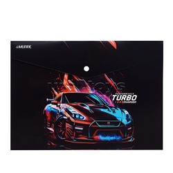 Папка-конверт на кнопке "Turbo" A4 (330x235 мм) 180 мкм, непрозрачная с рисунком, фактура песок, индивидуальная маркировка