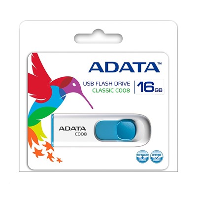 Флэш накопитель USB 16 Гб A-Data C008 (white/blue)