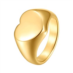 Кольцо "Сердце" из позолоченной титановой стали, Intensity