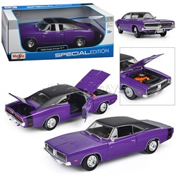 Машинка die-cast 1969 Dodge Charger R/T, 1:18,  фиолетовая, открывающиеся двери