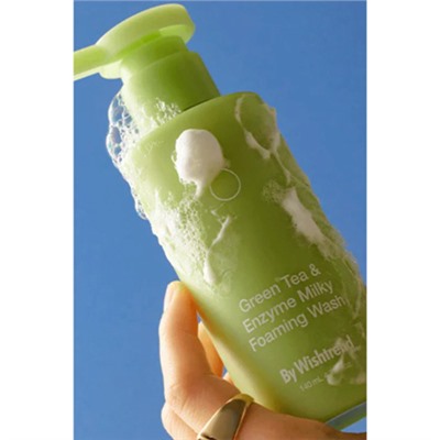 By Wishtrend Пенка очищающая энзимная с зелёным чаем - Green tea & enzyme milky foaming wash, 140мл