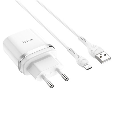 Адаптер Сетевой с кабелем Hoco C12Q QC3.0 USB 3A/18W (USB/Micro USB) (white)