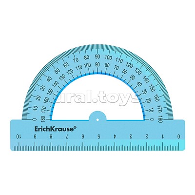 Транспортир пластиковый Standard, 180°/10см, голубой, во флоупаке