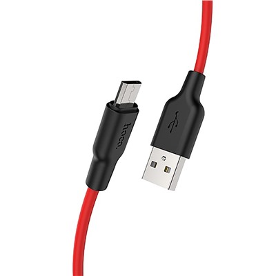 Кабель USB - micro USB Hoco X21 Plus (silicone)  100см 2,4A  (red/black)