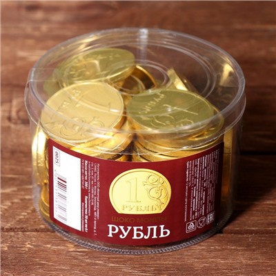 Шоколадные монеты в банке «Рубль», 6 г