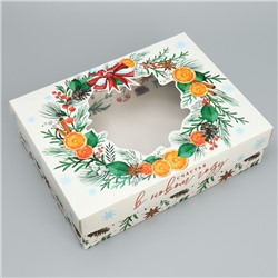 Коробка подарочная «Счастья в новом году», венок, 32 × 24 × 9 см