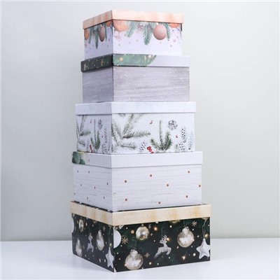 Набор подарочных коробок 10 в 1 «Зима - время мечтать», 10 × 10 × 6 ‒ 28 × 28 × 15 см