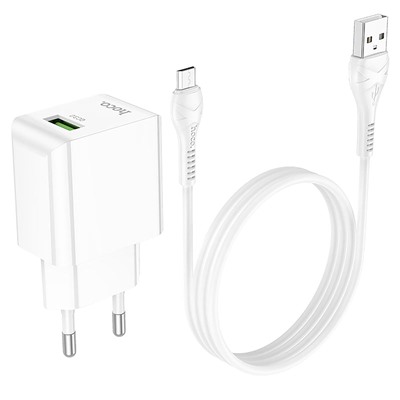 Адаптер Сетевой с кабелем Hoco C98A Proton USB 3A/18W (USB/Micro USB) (white)