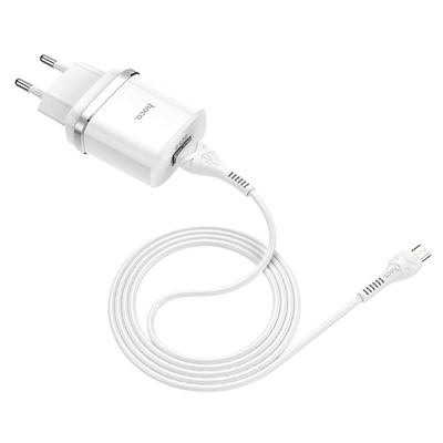 Адаптер Сетевой с кабелем Hoco C12Q QC3.0 USB 3A/18W (USB/Micro USB) (white)