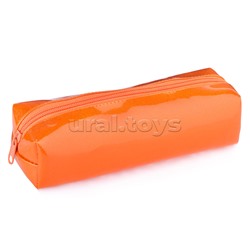 Пенал-косметичка на молнии, малый, ткань с блестками (Оранжевый)