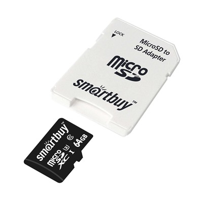 Карта флэш-памяти MicroSD 64 Гб Smart Buy +SD адаптер (class 10) PRO U3 R/W:90/70 MB/s