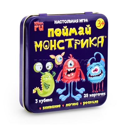 Игра настольная "Поймай монстрика" (жестяная коробочка)