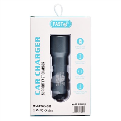 Адаптер Автомобильный FAST WKN-202 3.4A 2USB (grey)