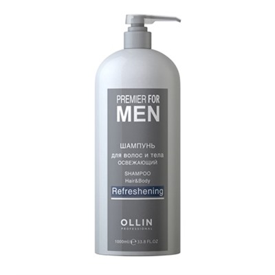 OLLIN PREMIER FOR MEN Шампунь для волос и тела освежающий 1000мл/ Shampoo Hair&Body Refreshening