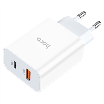 Адаптер Сетевой с кабелем Hoco C97A PD QC3.0 USB/Type-C 3A/18W (Type-C/Lightning) (white)