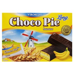 Шоколадные пирожные со вкусом банана Чоко Пай Choco Pie Long Virosco (12 шт.), Вьетнам Акция