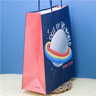 Пакет подарочный (M) «Rainbow world», blue (26*32*12)