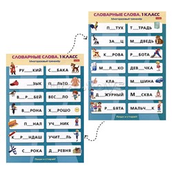 Наглядные пособия для детей. Многоразовый тренажер "Пиши и стирай". Словарные слова 1 класс.