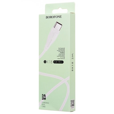 Кабель USB - Type-C Borofone BX18 (повр. уп)  200см 3A  (white)