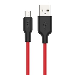 Кабель USB - micro USB Hoco X21 Plus (silicone)  100см 2,4A  (red/black)