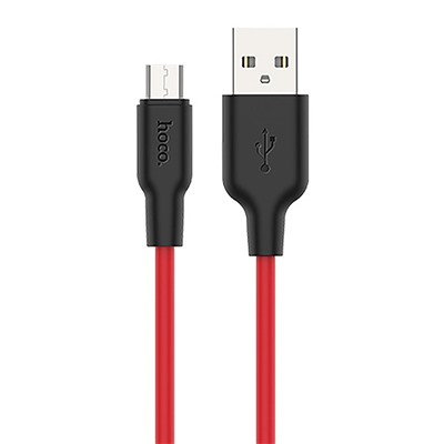 Кабель USB - micro USB Hoco X21 Plus (silicone)  100см 2,4A  (red/black)