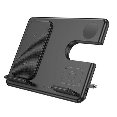 ЗУ Сетевое Беспроводное Hoco CQ2 Flash folding 3-in-1 for Samsung (black)