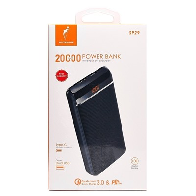 Внешний аккумулятор SKYDOLPHIN SP29 20000mAh Micro/Type-C/USB*2 (white)