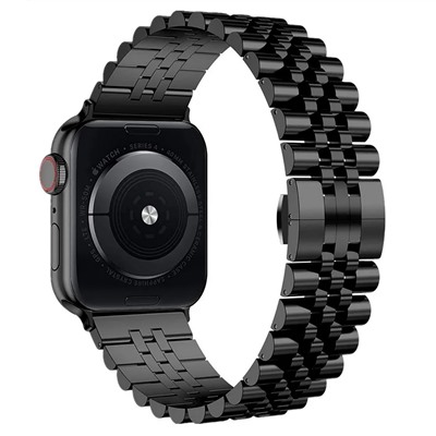 Ремешок - ApW35 металл блочный на застежке Apple Watch 42/44/45/49мм (black)