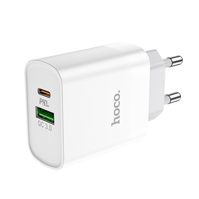 Адаптер Сетевой с кабелем Hoco C80A Rapido PD QC3.0 USB/Type-C 3A/20W (Lightning/Type-C) (white)