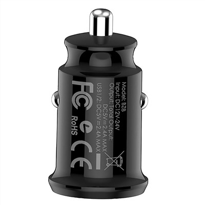 Адаптер Автомобильный Borofone BZ8 MaxRide 2USB/5V/2.4A (black)