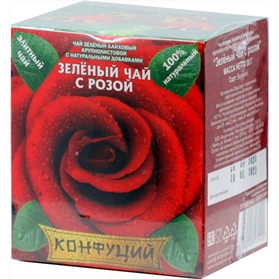 Конфуций. Элитный. Зеленый чай с розой 50 гр. стекл.банка